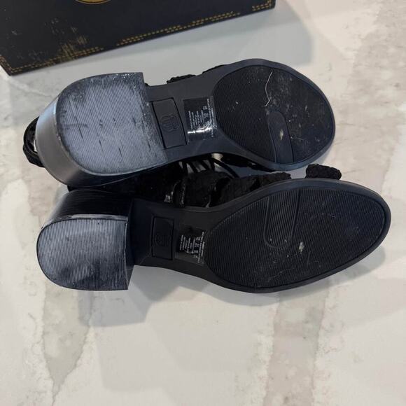 Route 66 Marcia LaceUp Wedge Dress Sandals Womens 7 Black ChunkyHeel WovenStraps - Picture 7 of 9